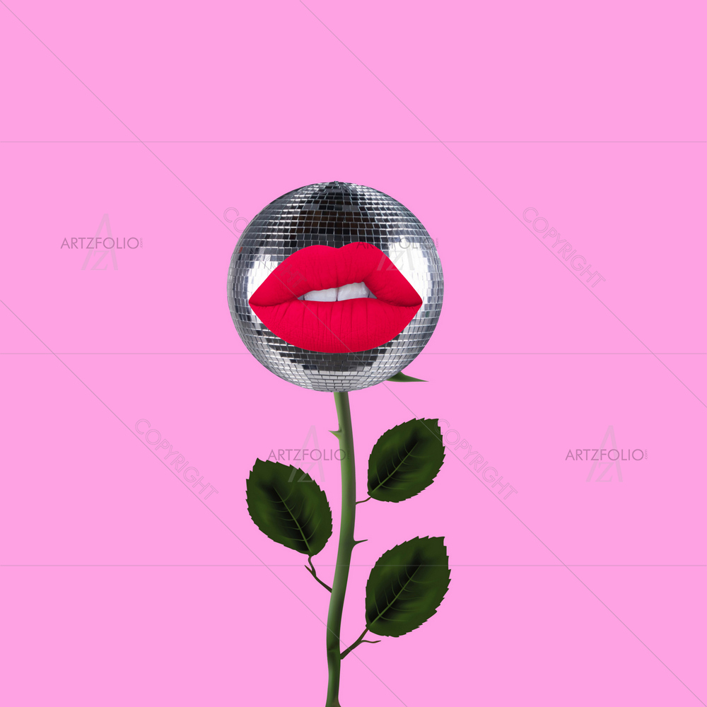 Flower Disco Ball with Lips — custom-size art design 5014815
