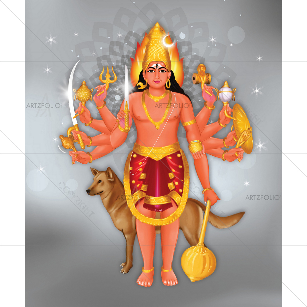 Samhara Bhairava, 8th of Ashta Bhairava — Devotional custom art by ArtzFolio