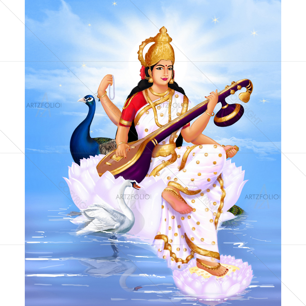 Hindu Goddess Saraswati D3 — custom-size art design 5014876