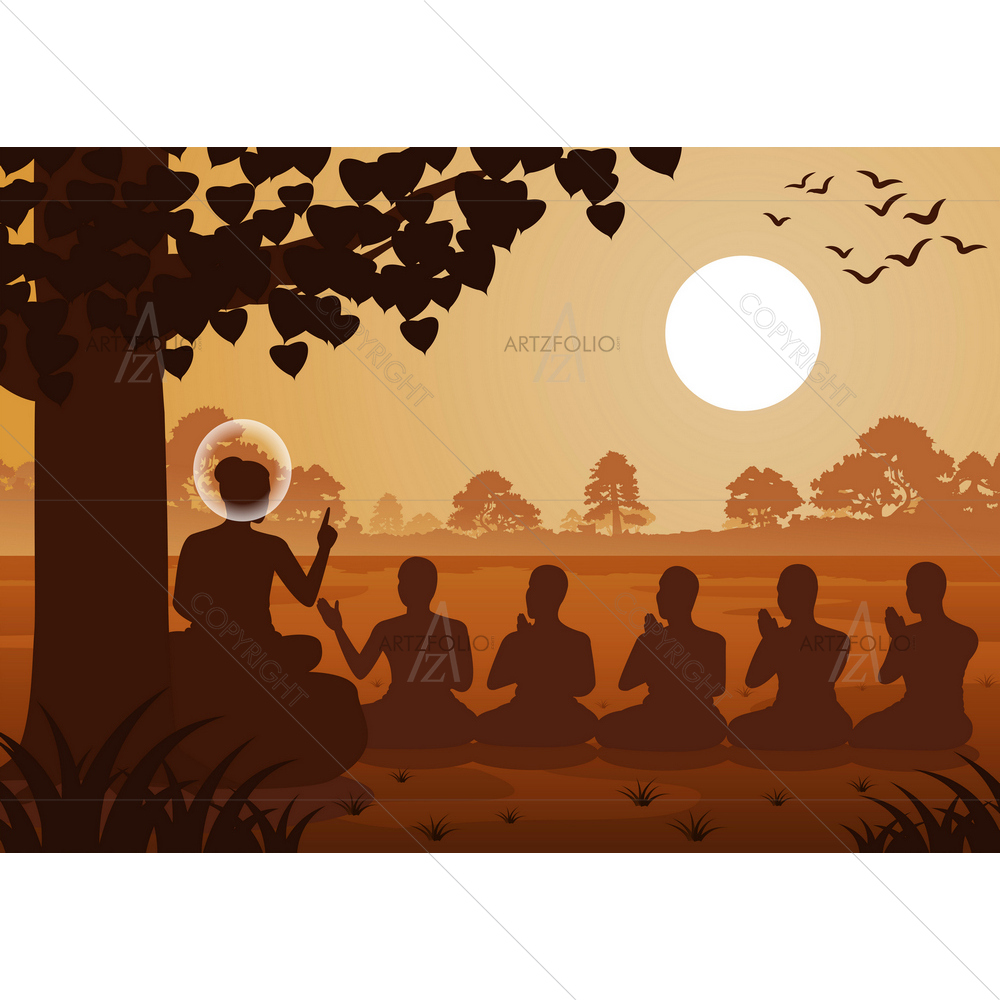 Lord Buddha Sermon — Devotional custom art by ArtzFolio