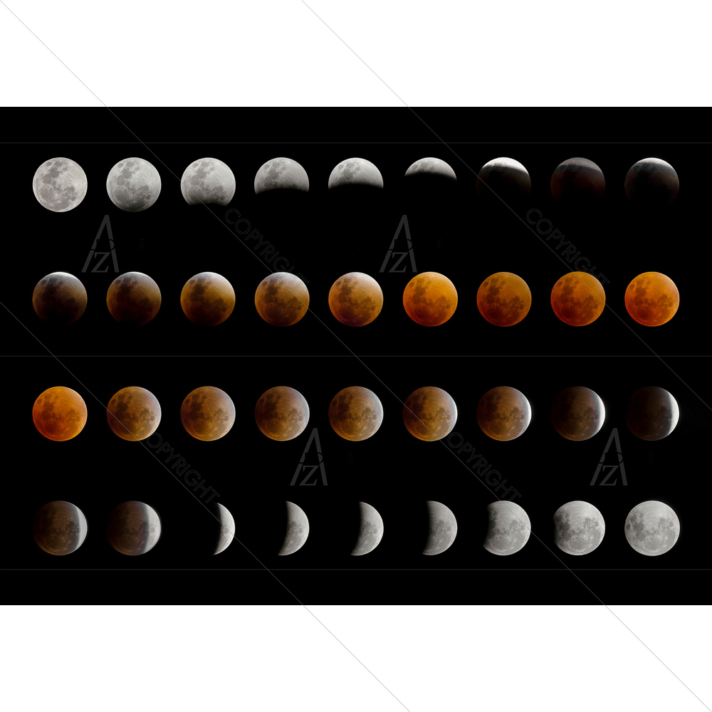 Sequence of Lunar Eclipse — Astronomy custom art by ArtzFolio