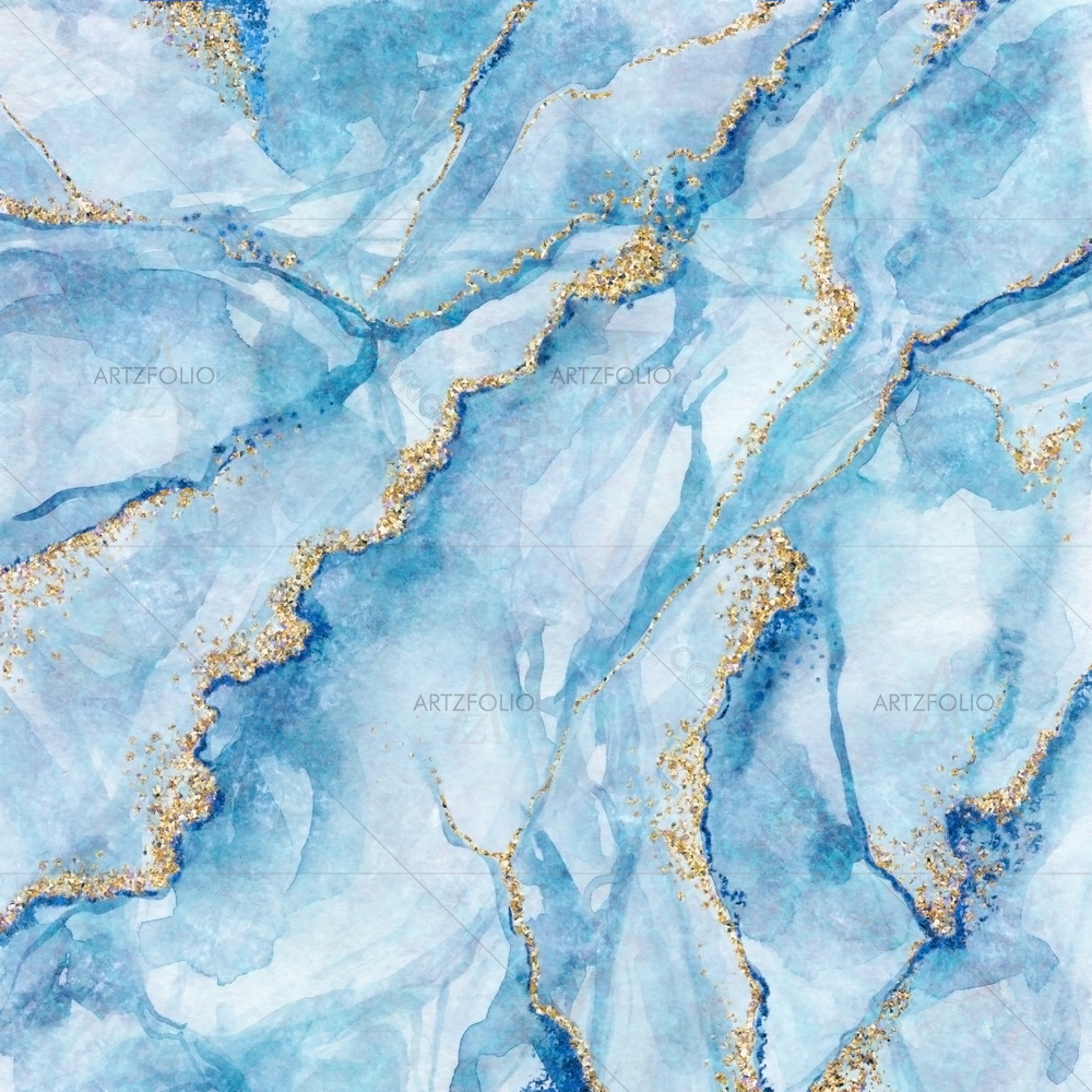 Fashion Blue Marble — Fluid marble custom art by ArtzFolio