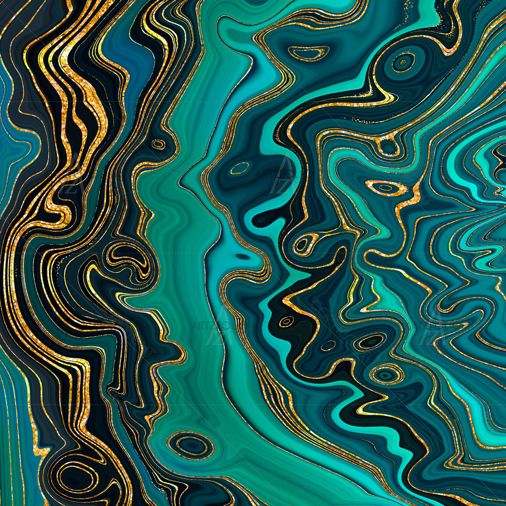 Green Wavy Lines — custom-size art design 5014938