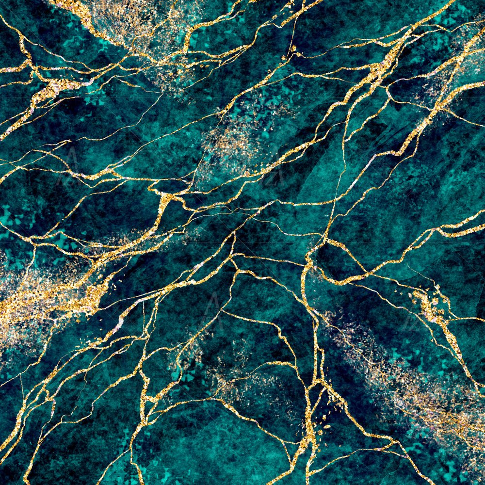 Green Marble Gold Glitter — Fluid marble custom art by ArtzFolio