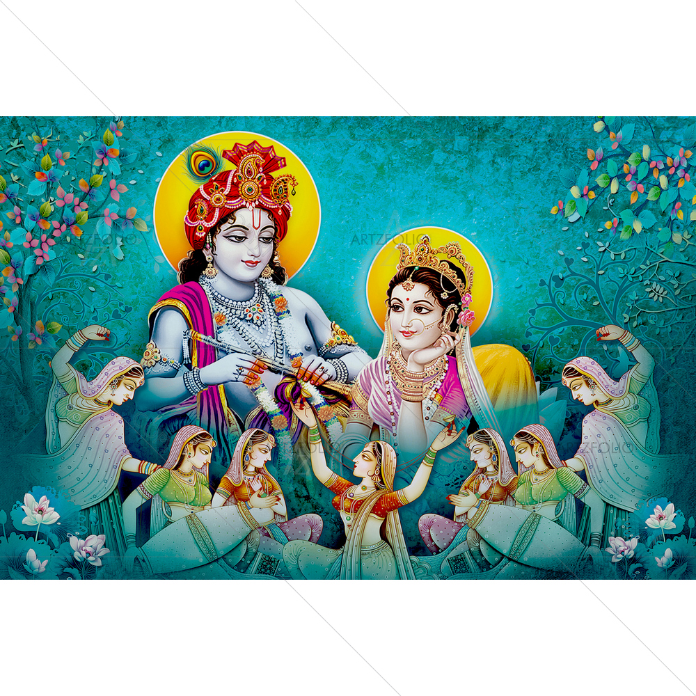 Lord Radha Krishna D2 — Devotional custom art by ArtzFolio