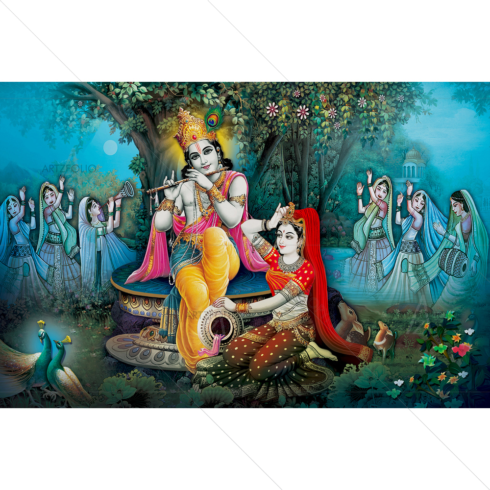 Lord Radha Krishna D3 — Devotional custom art by ArtzFolio