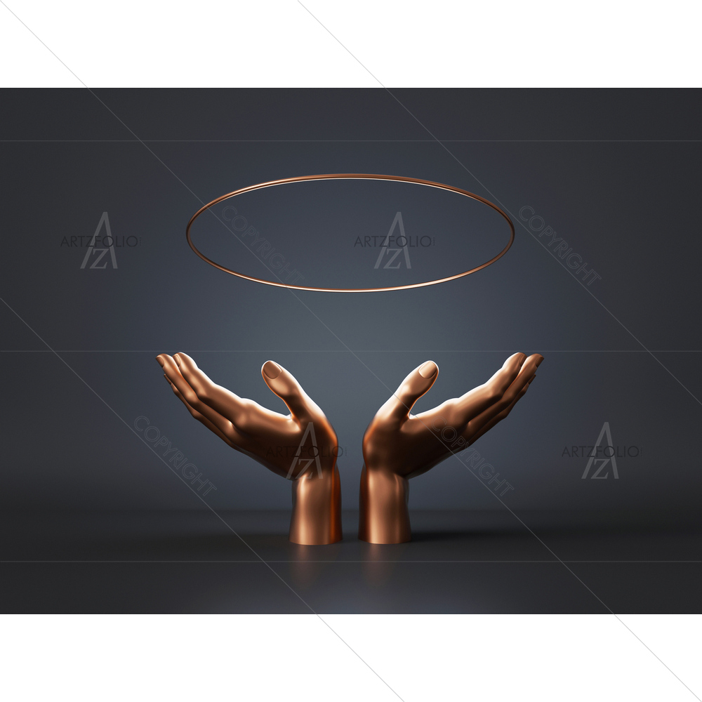3D Image Golden Woman Hands — Devotional custom art by ArtzFolio