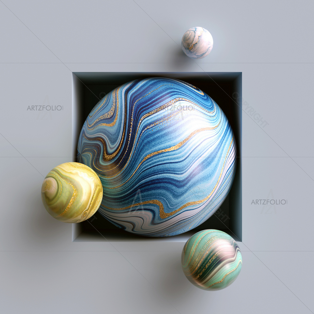 3D Abstract Balls D4 — custom-size art design 5014957
