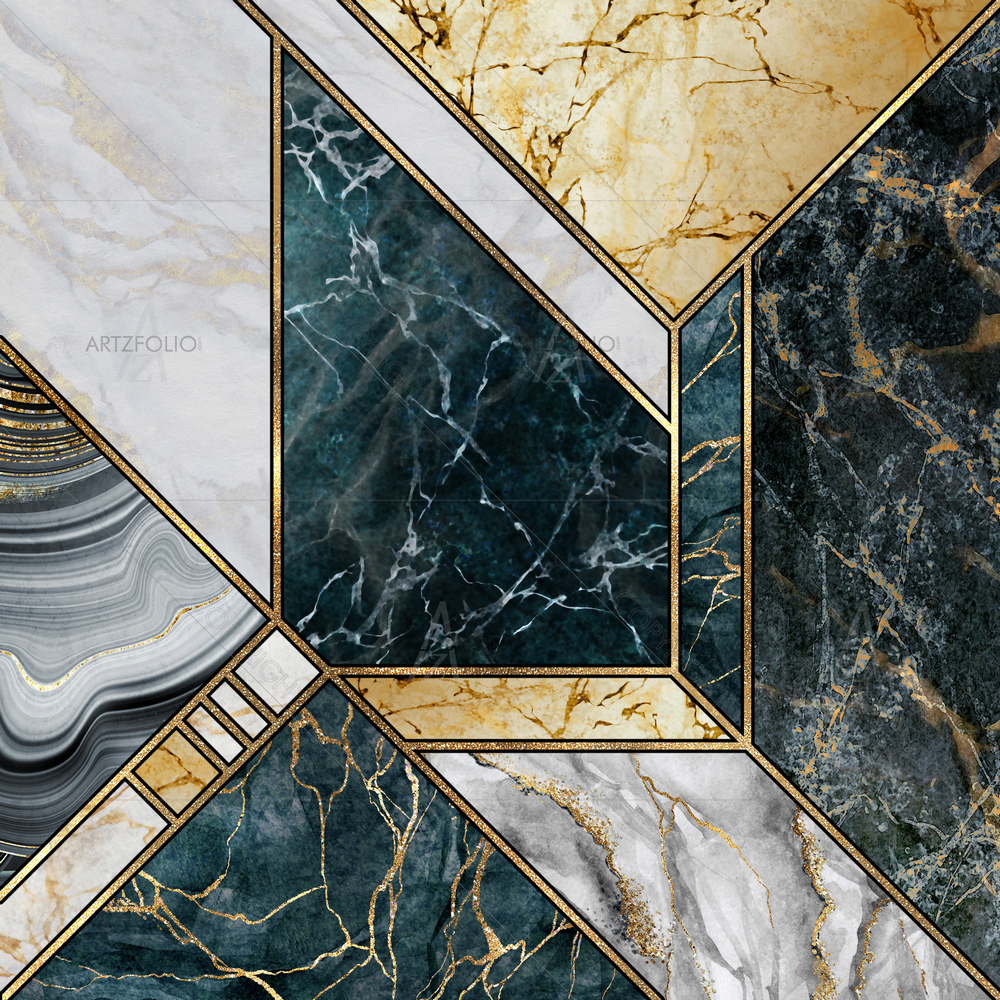 Minimalist Marble Gold Pattern D1 — Fluid marble custom art by ArtzFolio