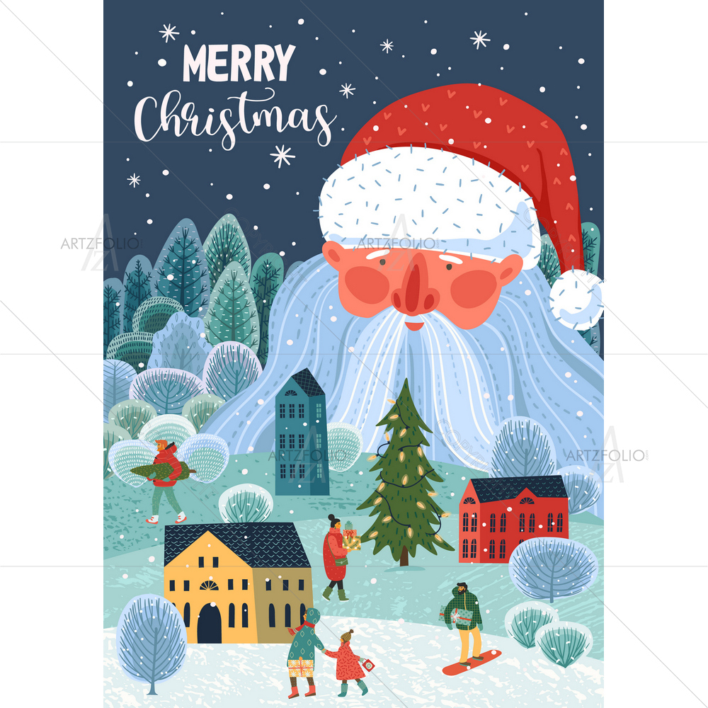 New Year, Christmas Retro Style — custom-size art design 5014973