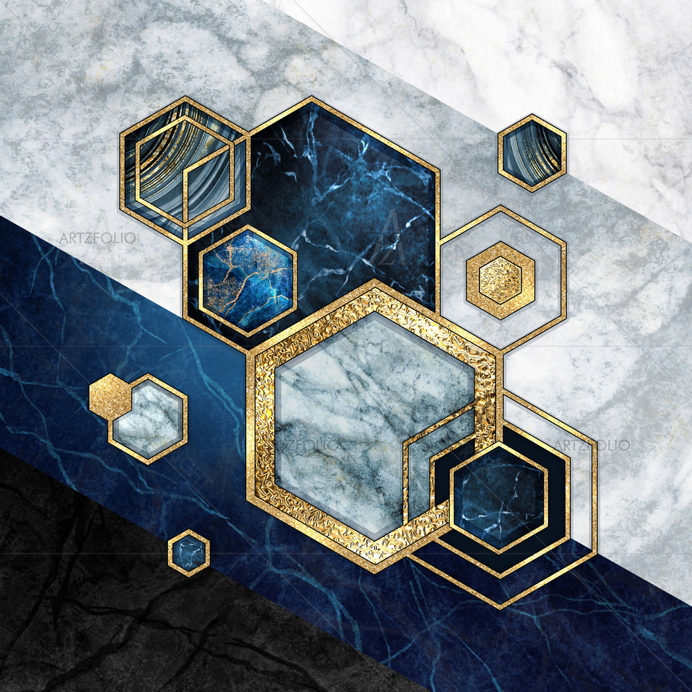 Abstract Hexagonal Shapes — custom-size art design 5014982