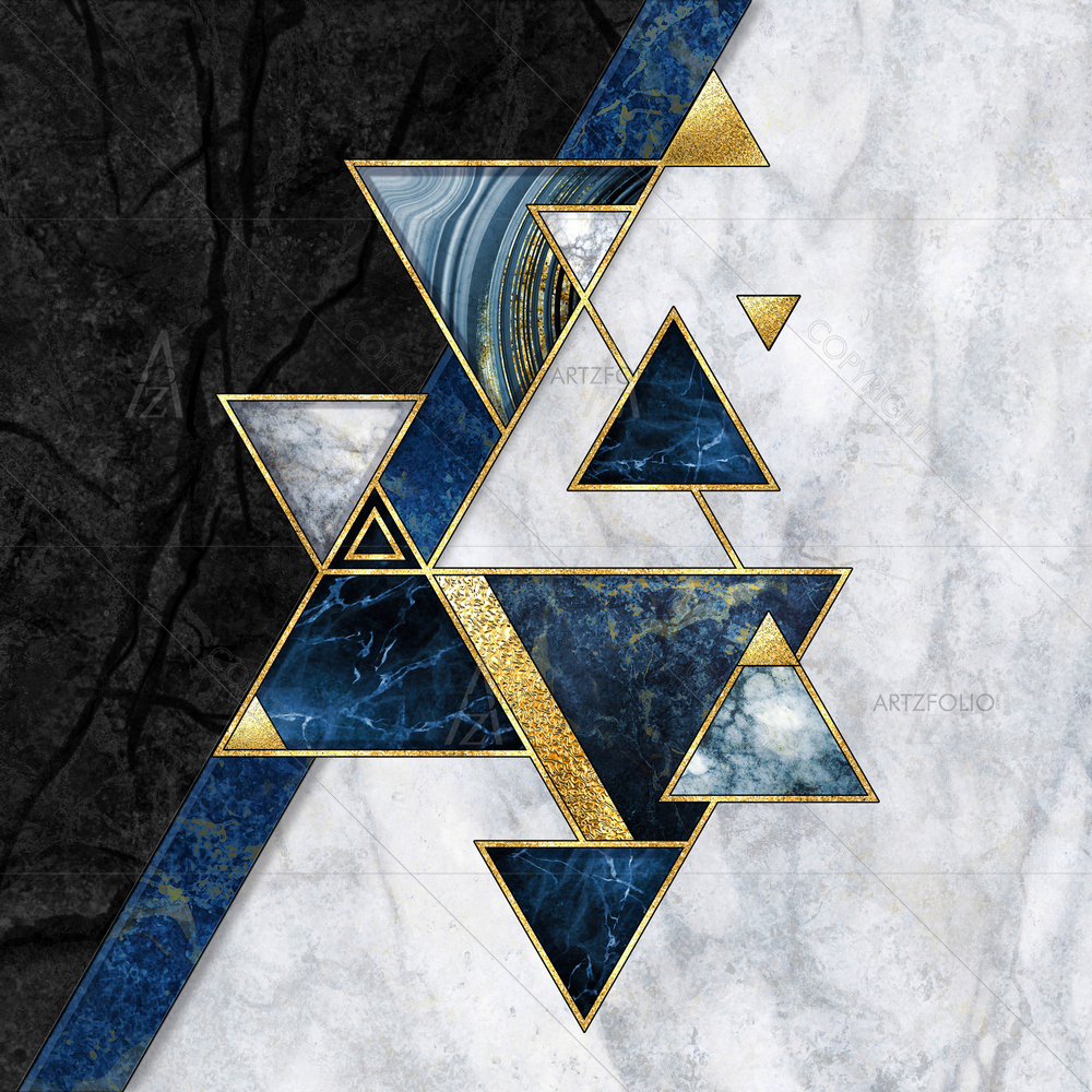 Abstract Blue Triangles — custom-size art design 5014983