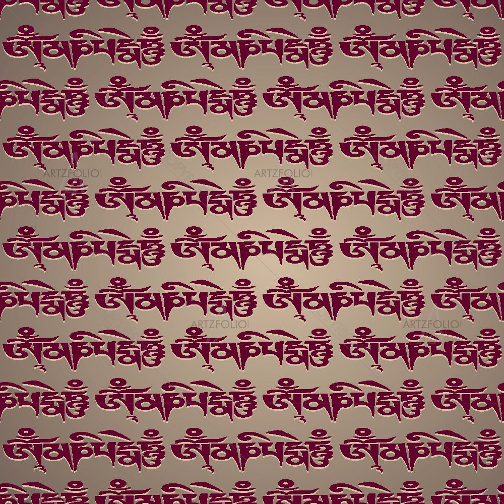 Om Mani Padme Hum Mantra — Devotional custom art by ArtzFolio