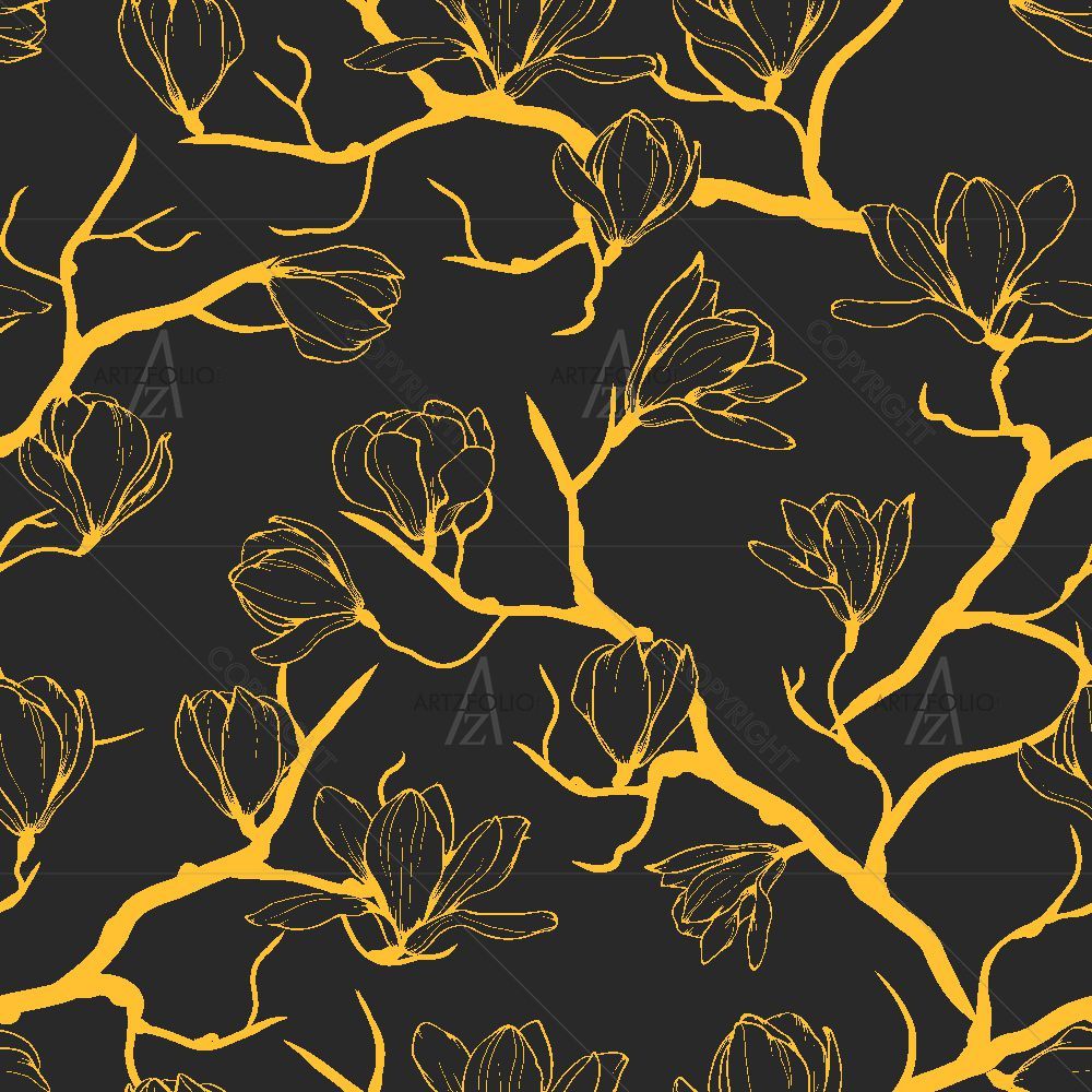 Floral Magnolia D1 — Botanical custom art by ArtzFolio