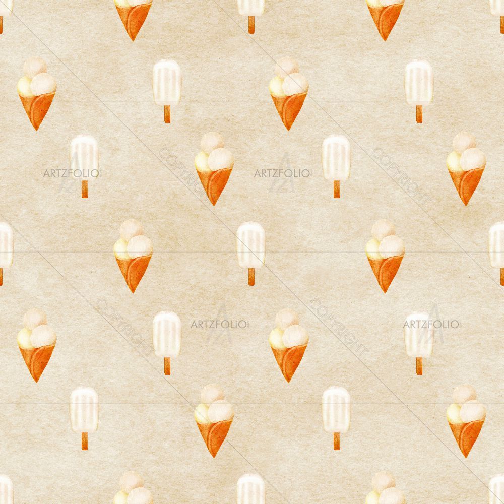 Watercolor Ice Cream D7 — custom-size art design 5015163