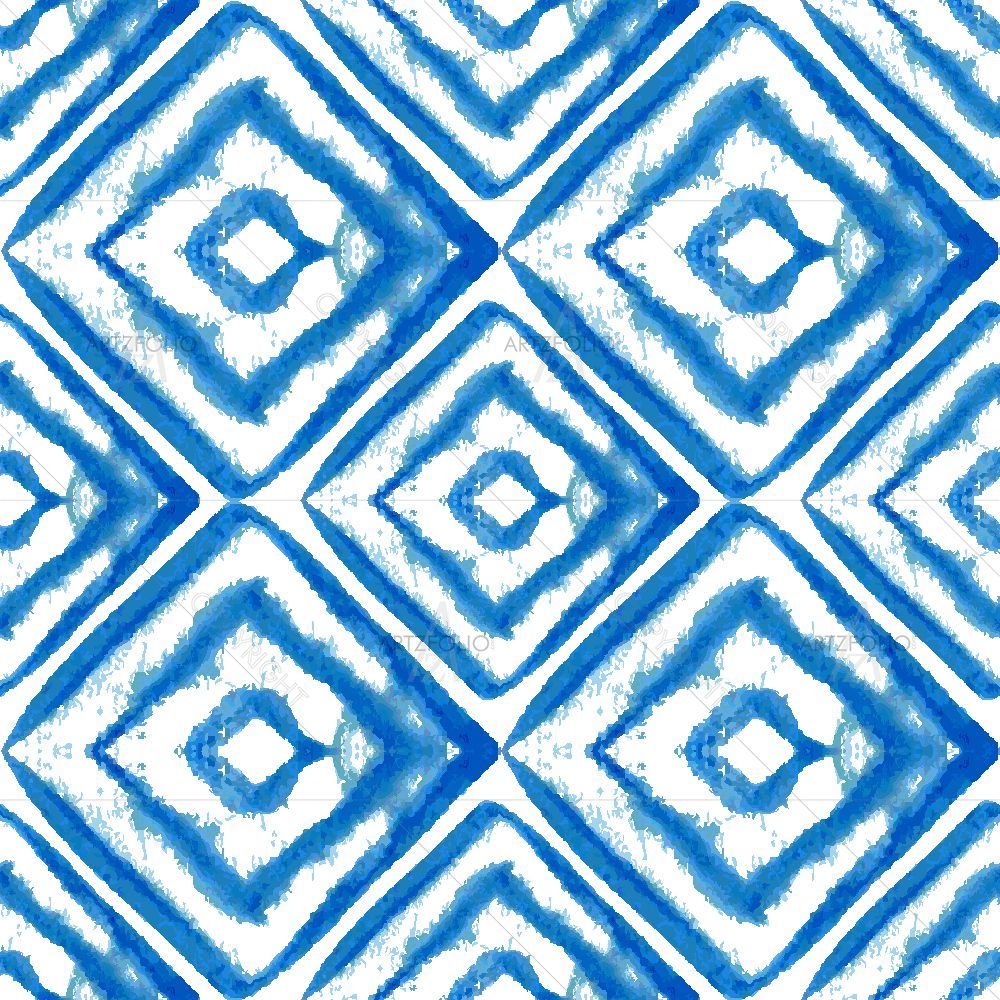 Watercolor Blue Rhombus — Abstract custom art by ArtzFolio