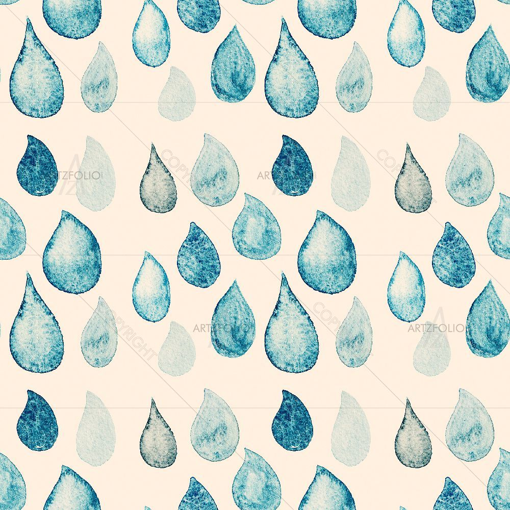 Blue White Rain Drops — Abstract custom art by ArtzFolio