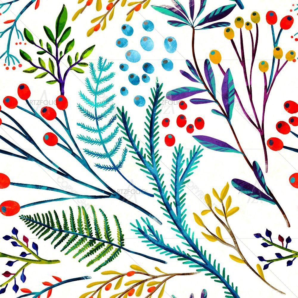 Floral Botanical Pattern D6 — custom-size art design 5015214