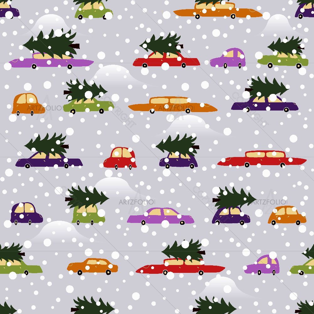 Colorful Cars Delivering Christmas Trees — Devotional custom art by ArtzFolio