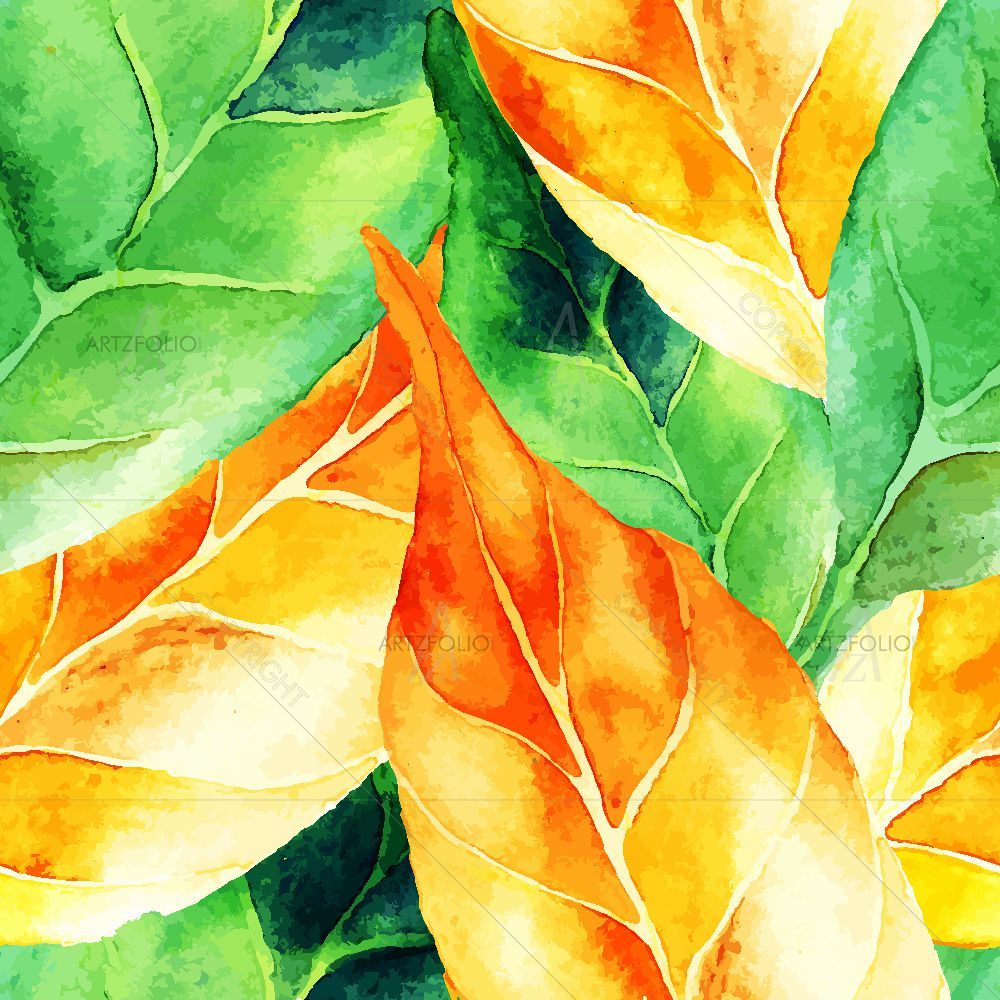 Watercolor Abstract Leaves — Botanical custom art by ArtzFolio