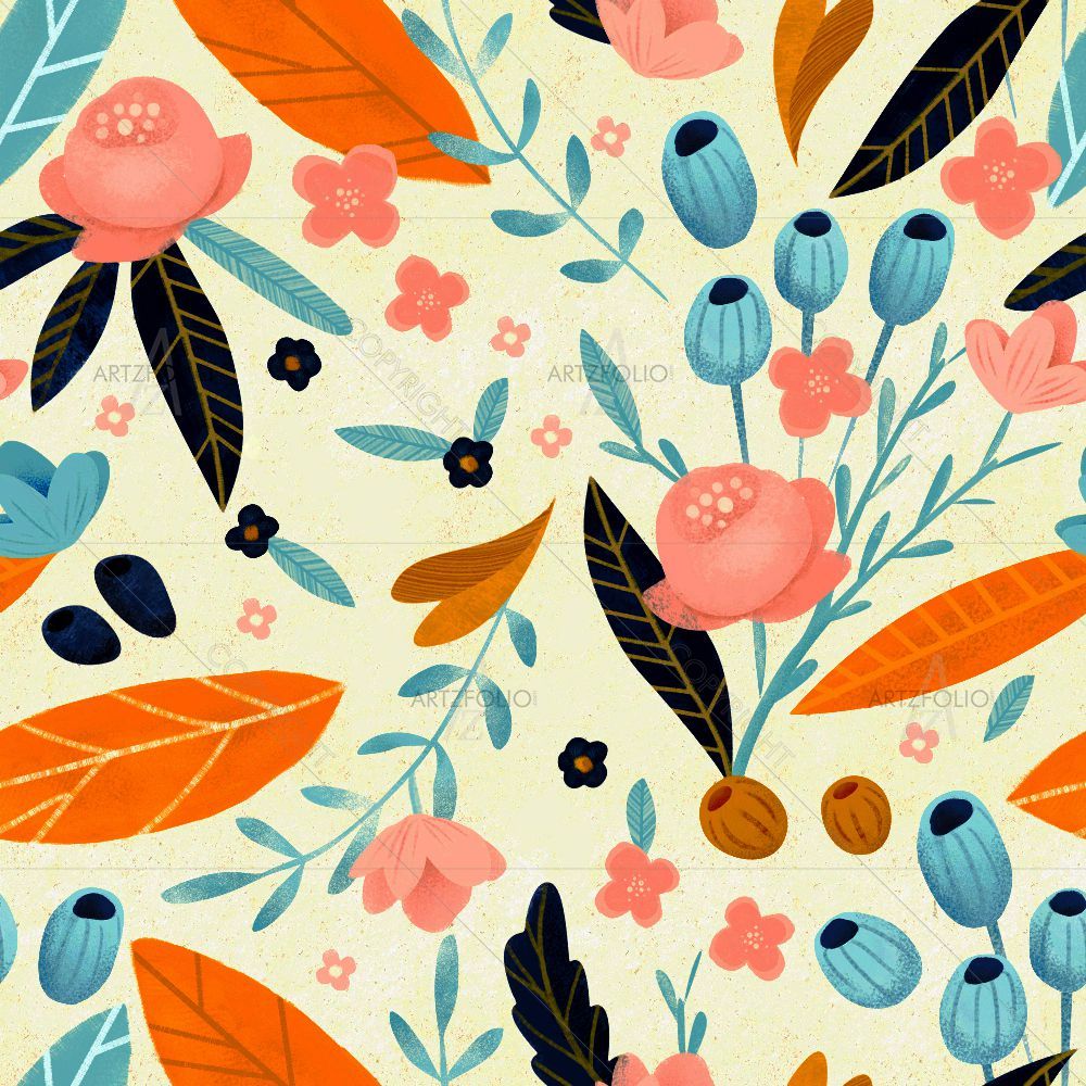 Floral Botanical Pattern D8 — custom-size art design 5015232