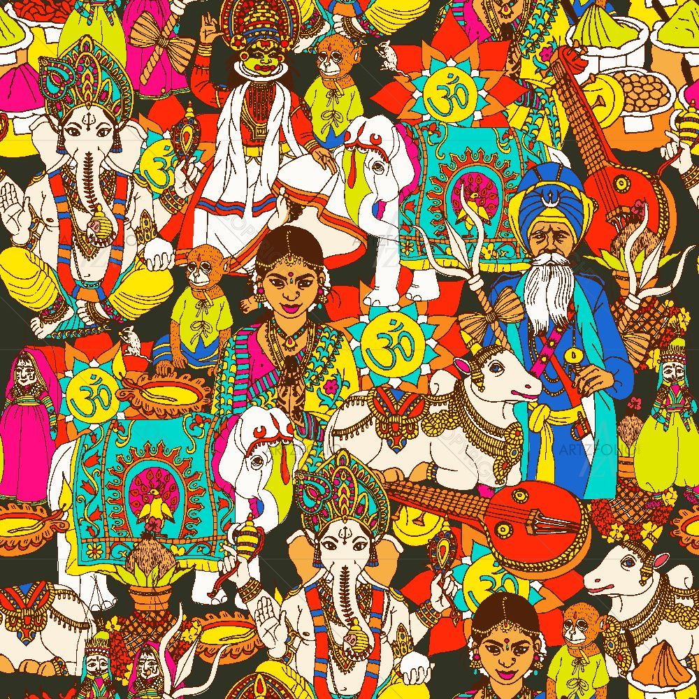Indian Cultural Holy Animals D2 — Devotional custom art by ArtzFolio