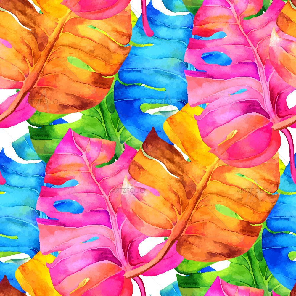 Watercolor Colorful Leaves — Botanical custom art by ArtzFolio