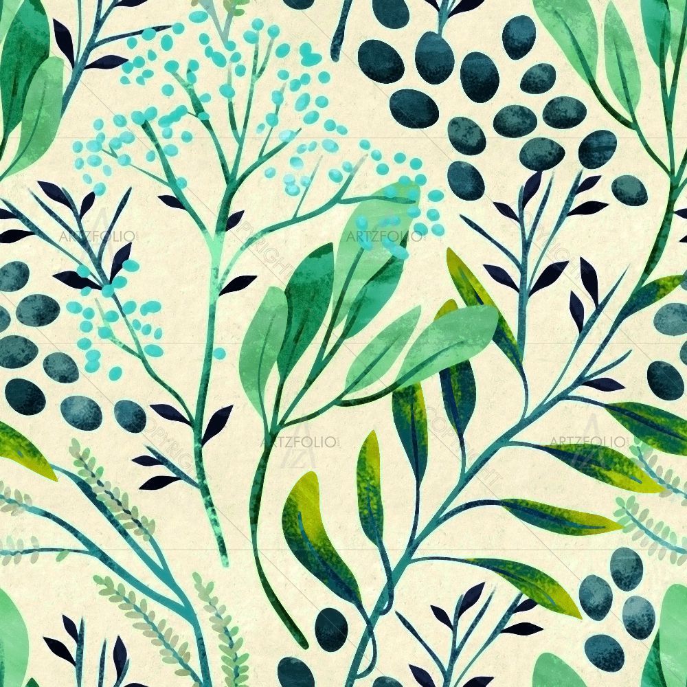 Green Floral Leaves — Botanical custom art by ArtzFolio