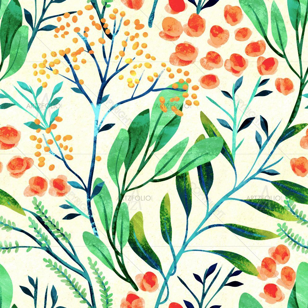 Floral Botanical Pattern D12 — custom-size art design 5015304