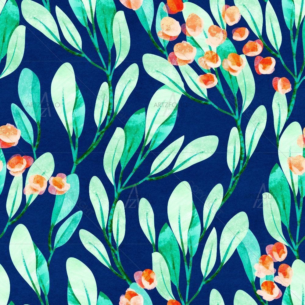 Watercolor Floral Pattern D4 — custom-size art design 5015306