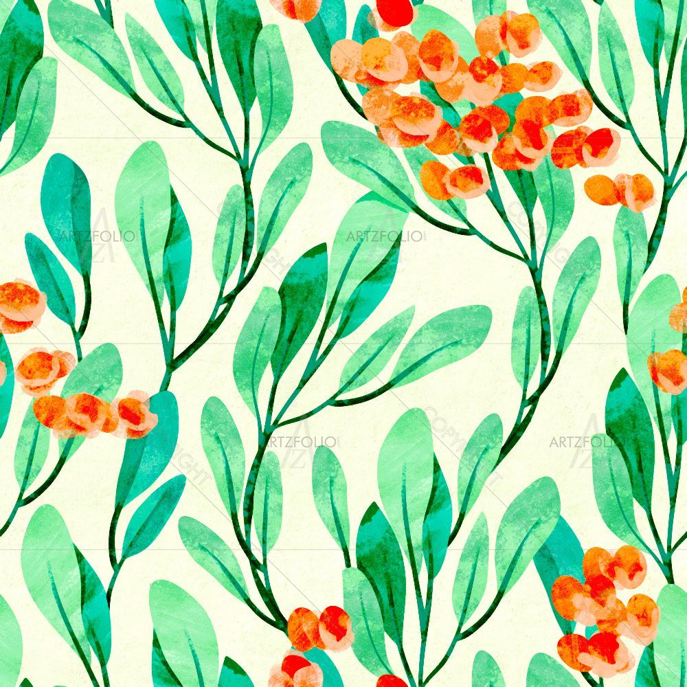 Green Botanical Leaves D1 — custom-size art design 5015308