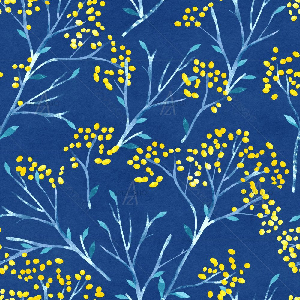 Yellow Floral Pattern — Botanical custom art by ArtzFolio