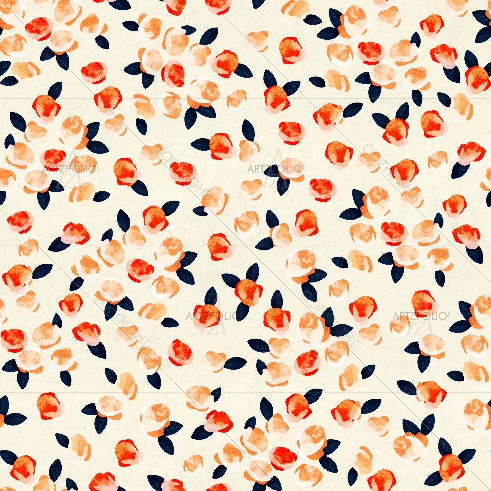 Red Floral Pattern — Botanical custom art by ArtzFolio