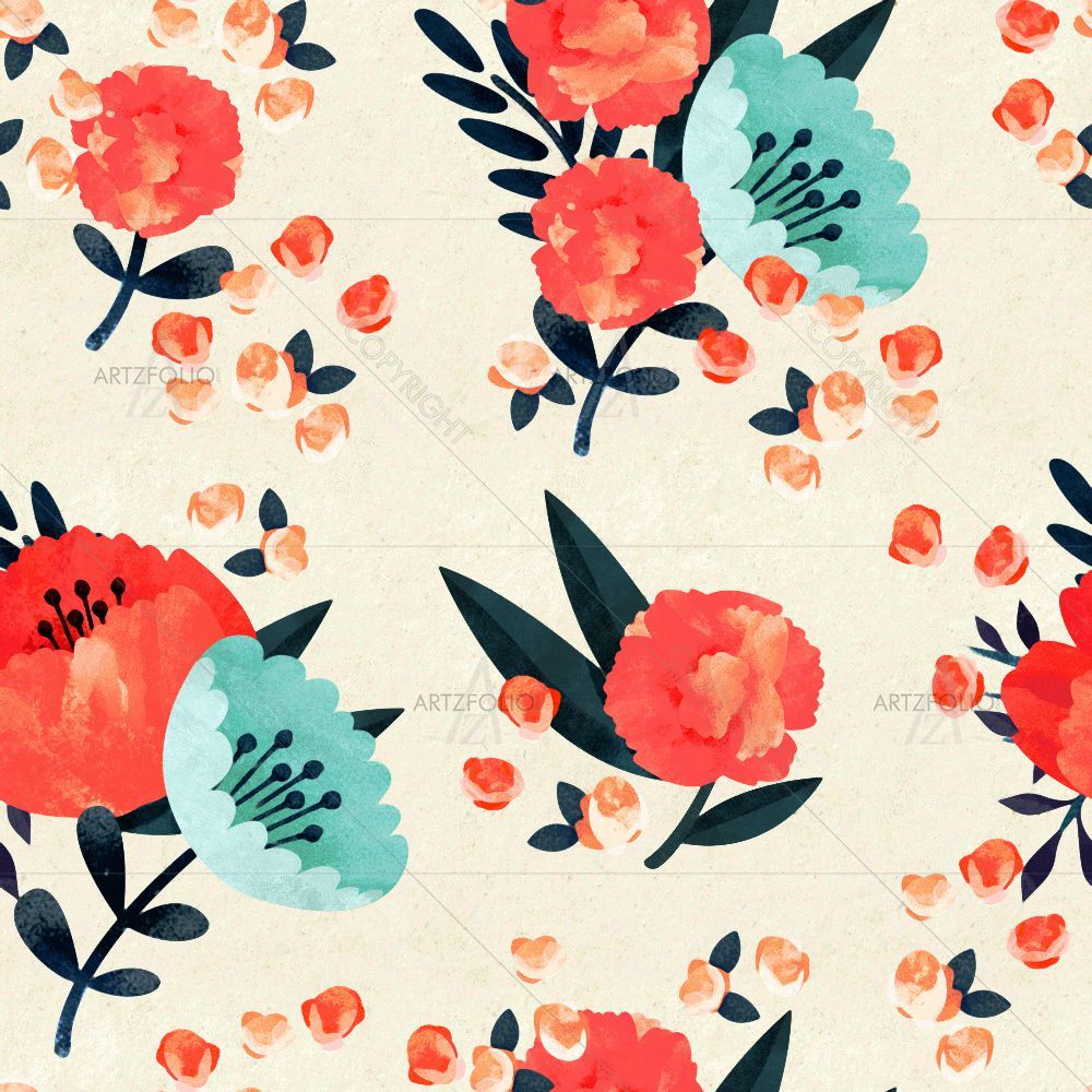 Floral Botanical Pattern D14 — Botanical custom art by ArtzFolio