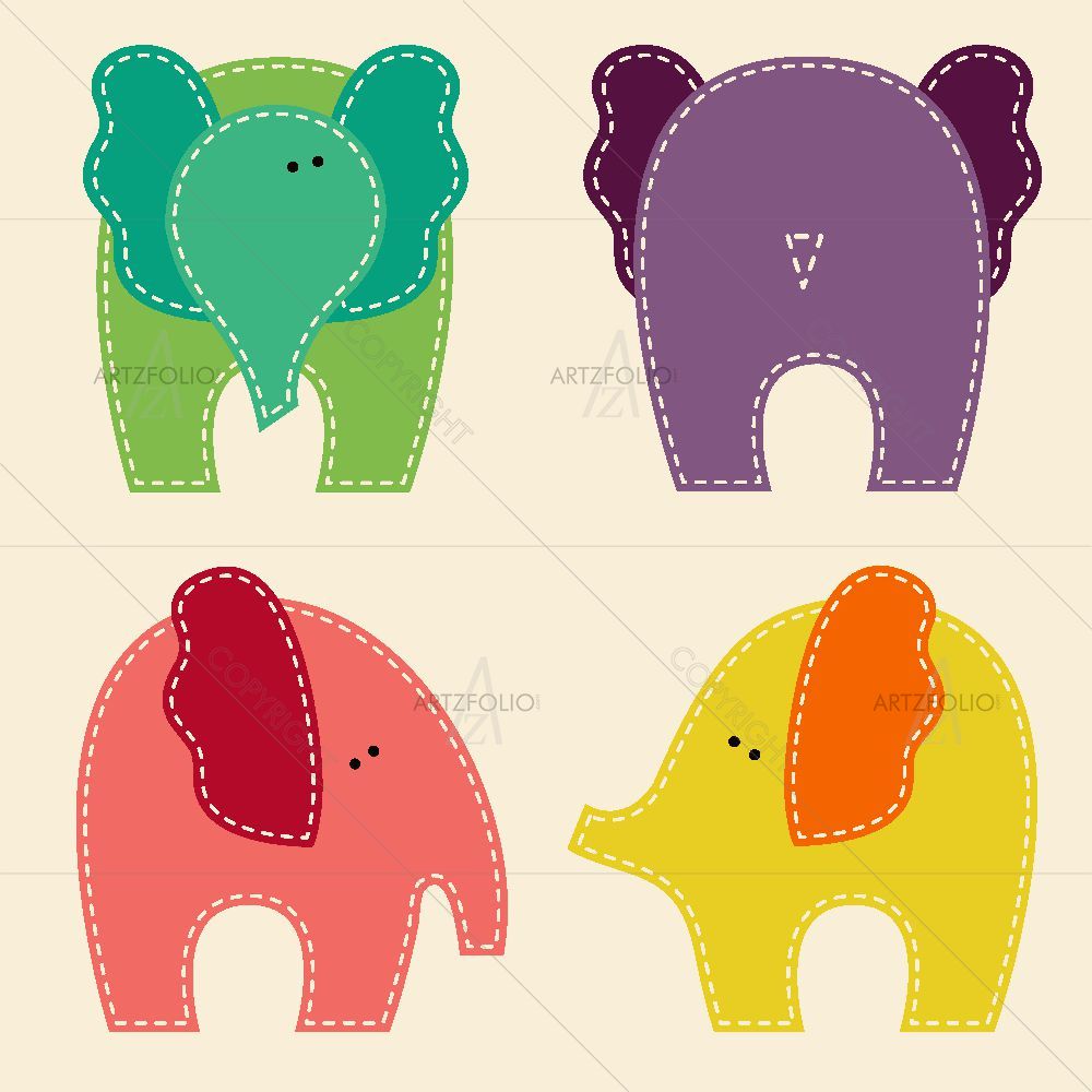 Colorful Elephants — Animals custom art by ArtzFolio