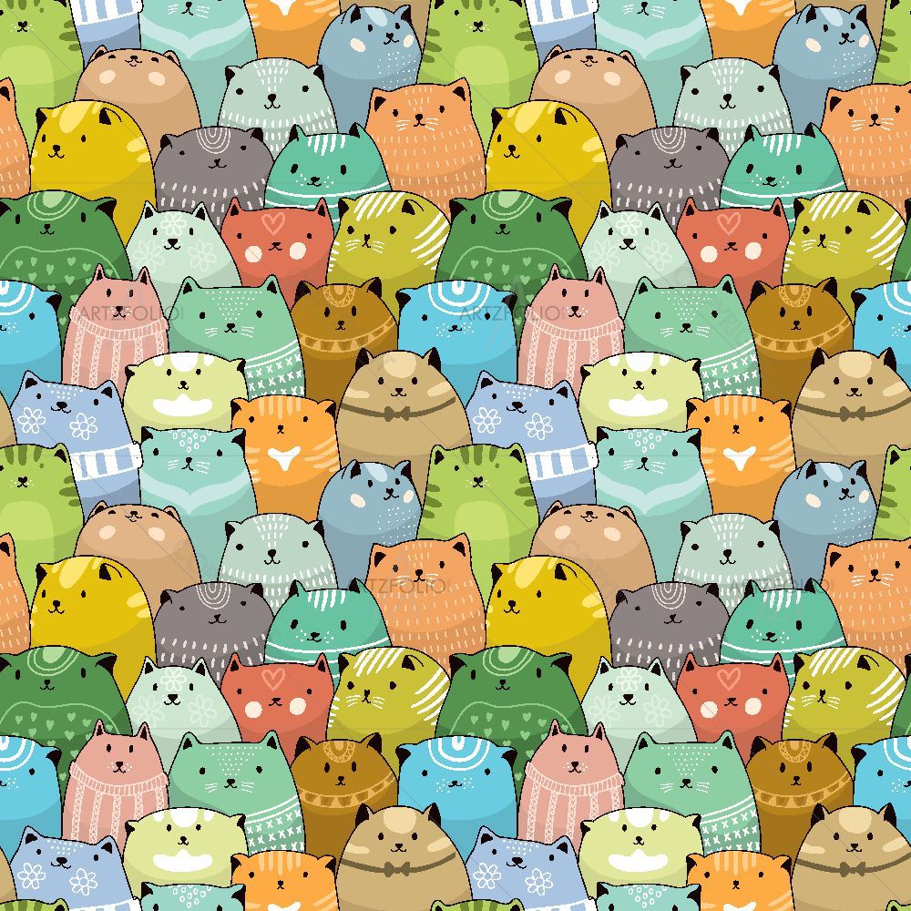 Cartoon Cats D1 — custom-size art design 5015382