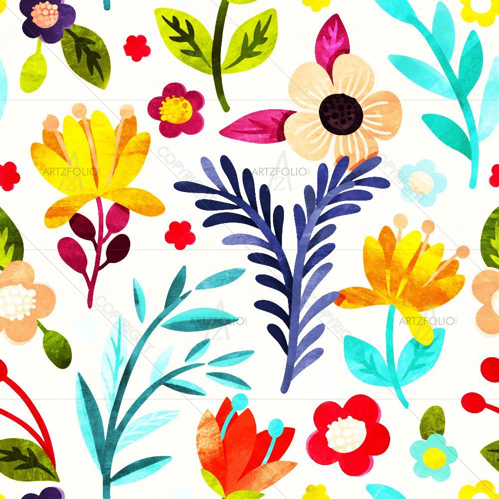 Floral Botanical Pattern D18 — Botanical custom art by ArtzFolio