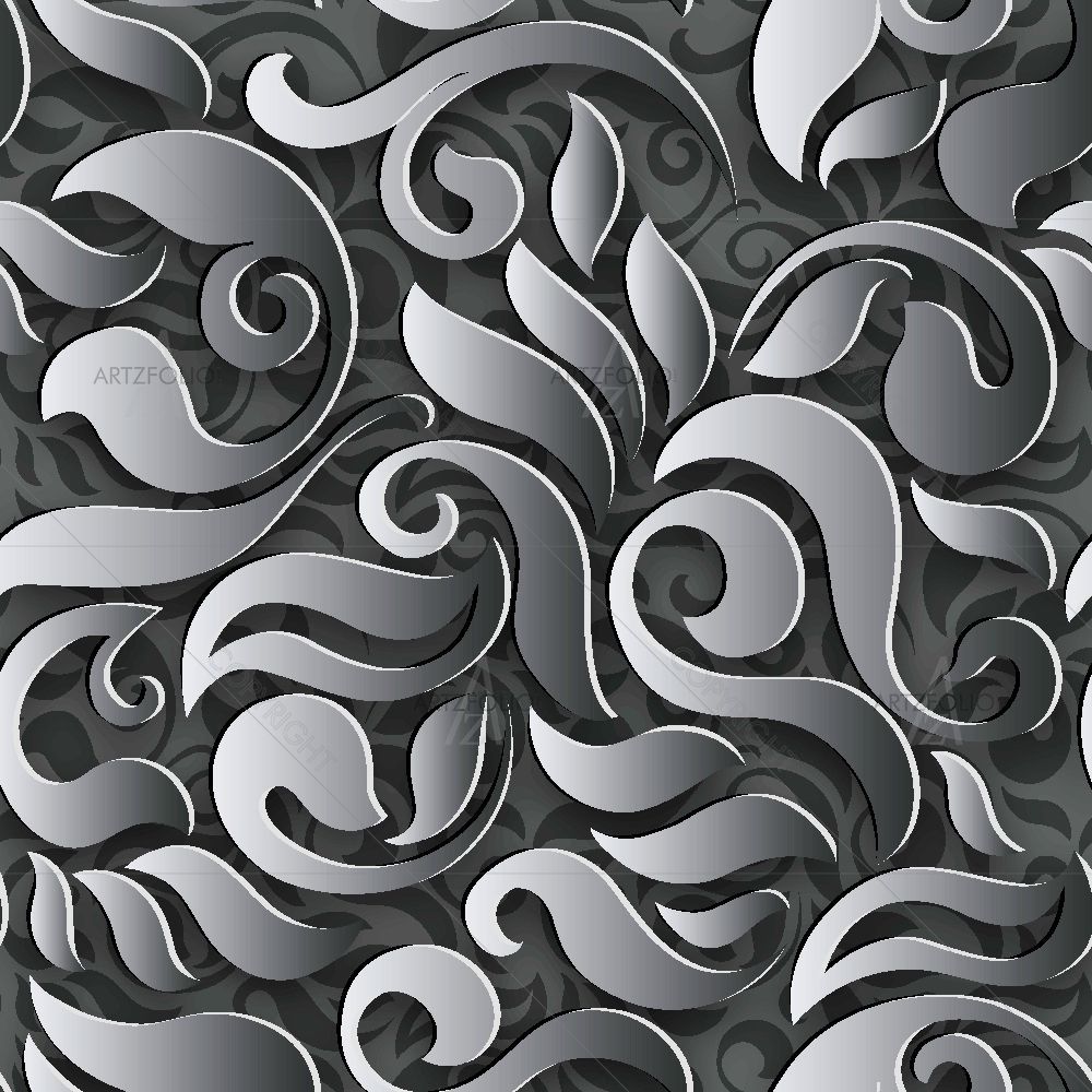 3D Black Floral Abstract — custom-size art design 5015405