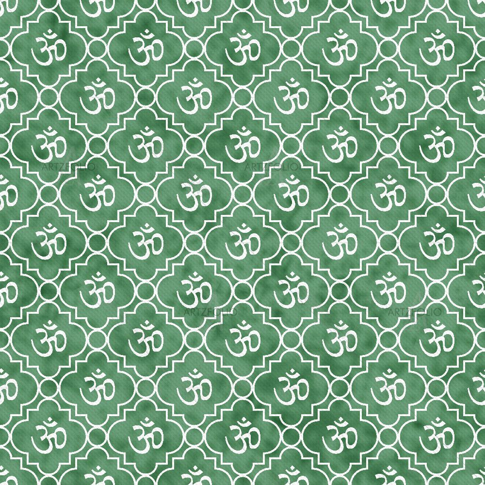 Green White Aum Hindu Symbol — custom-size art design 5015406