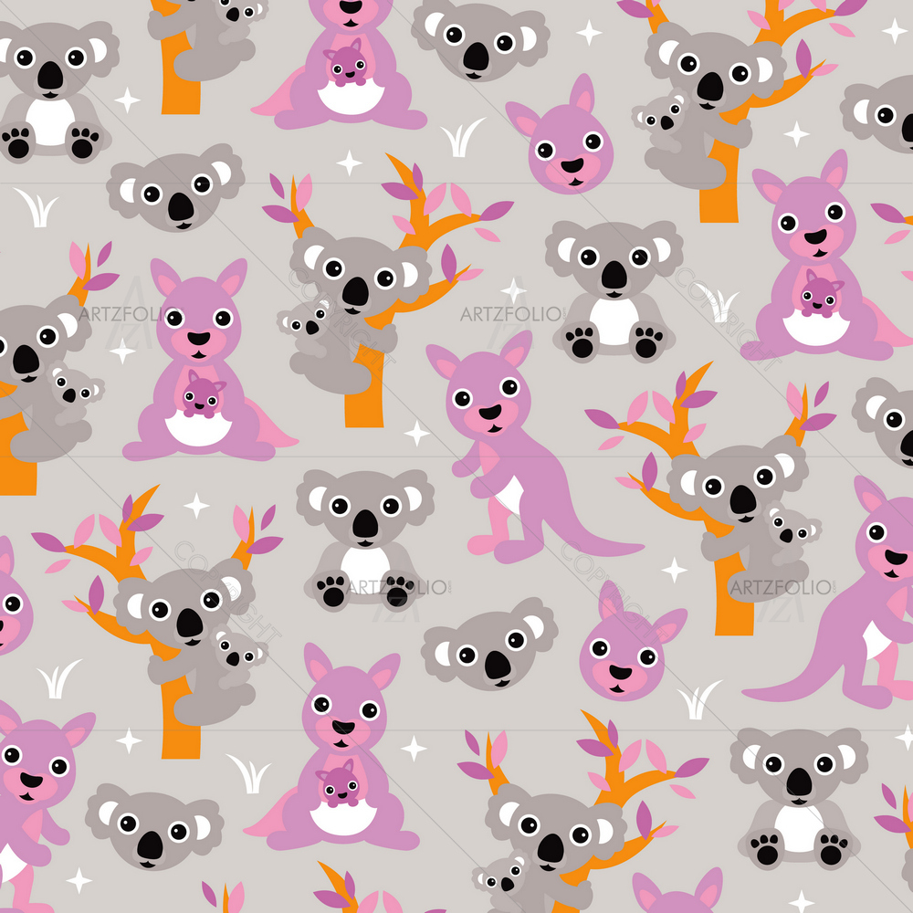 Australian Kangaroos and Koala Mom — custom-size art design 5015420