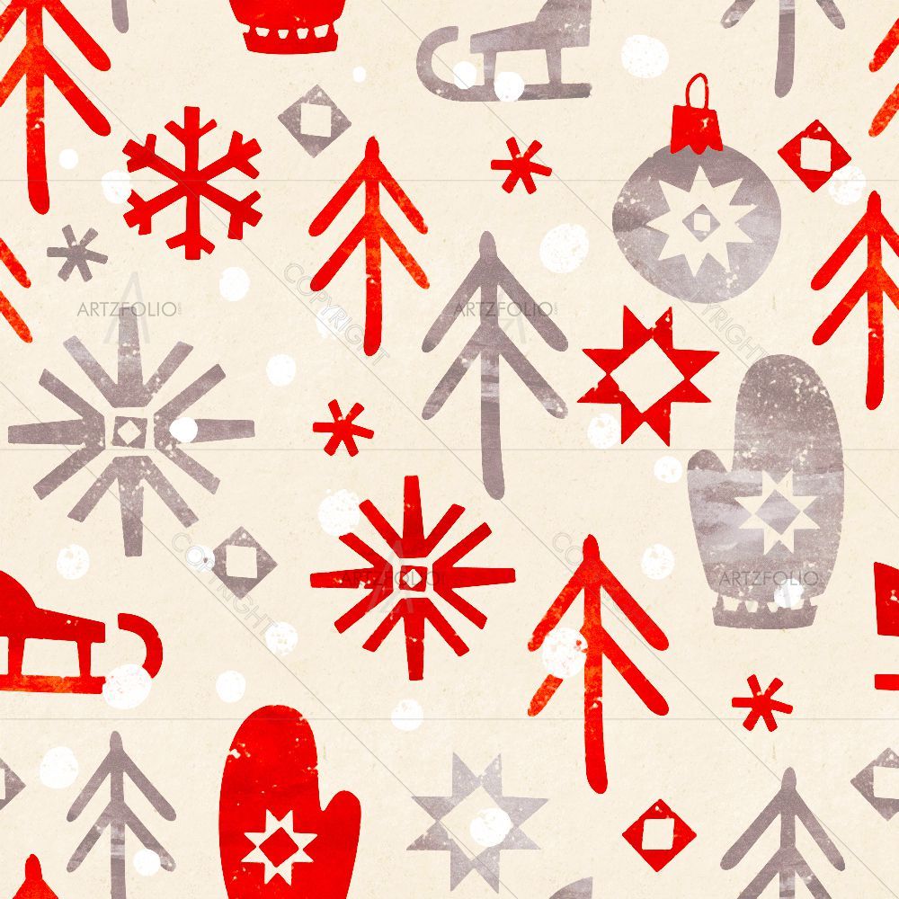 Winter Christmas Pattern D5 — custom-size art design 5015424