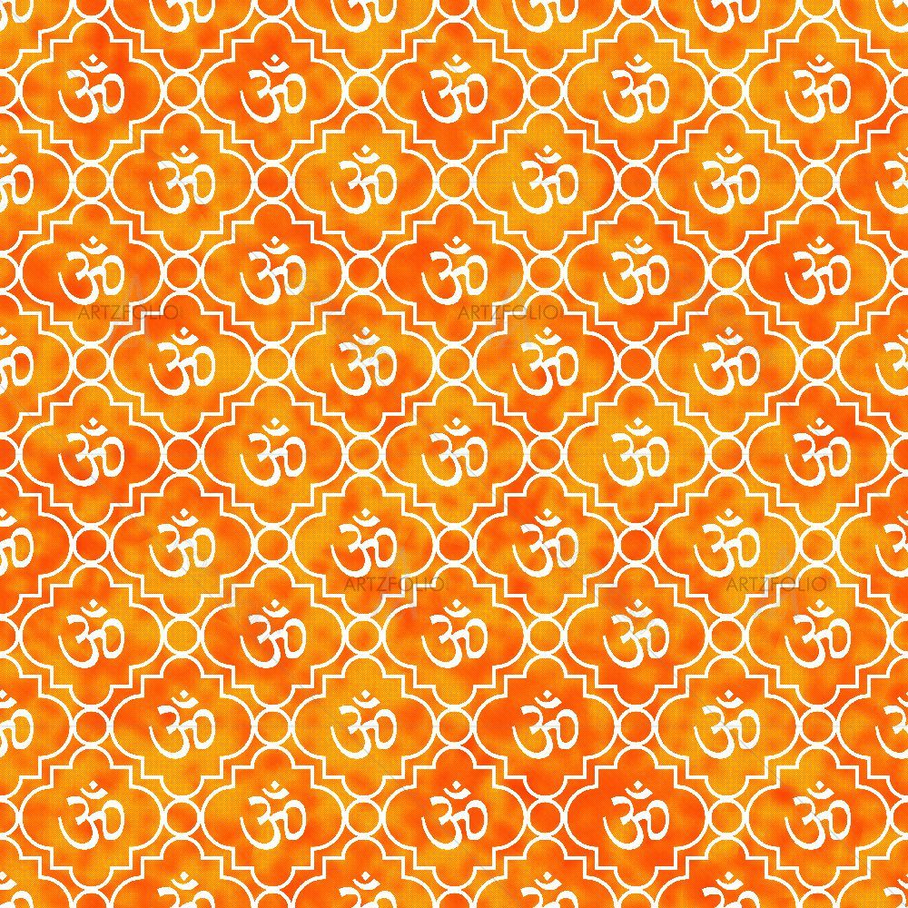 Orange & White Aum Hindu Symbol — Devotional custom art by ArtzFolio