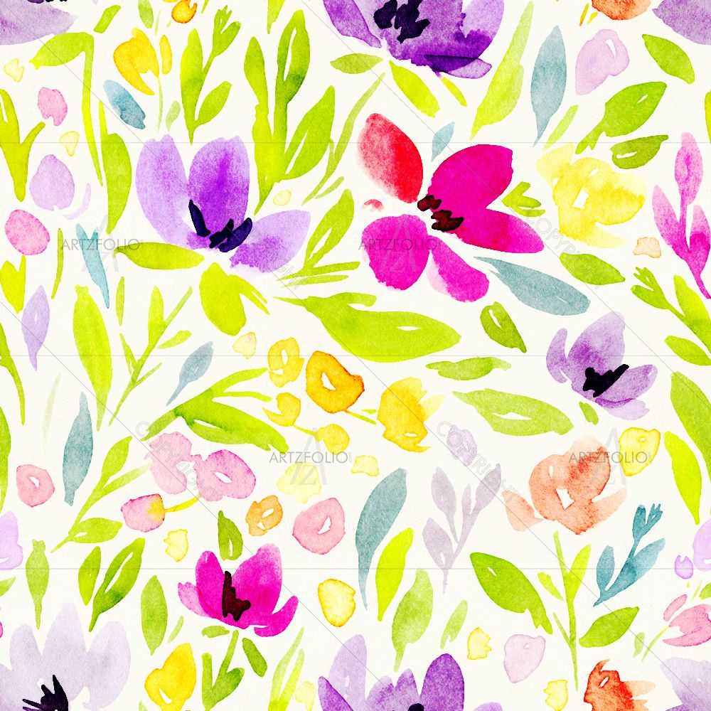Watercolor Floral Pattern D12 — custom-size art design 5015445