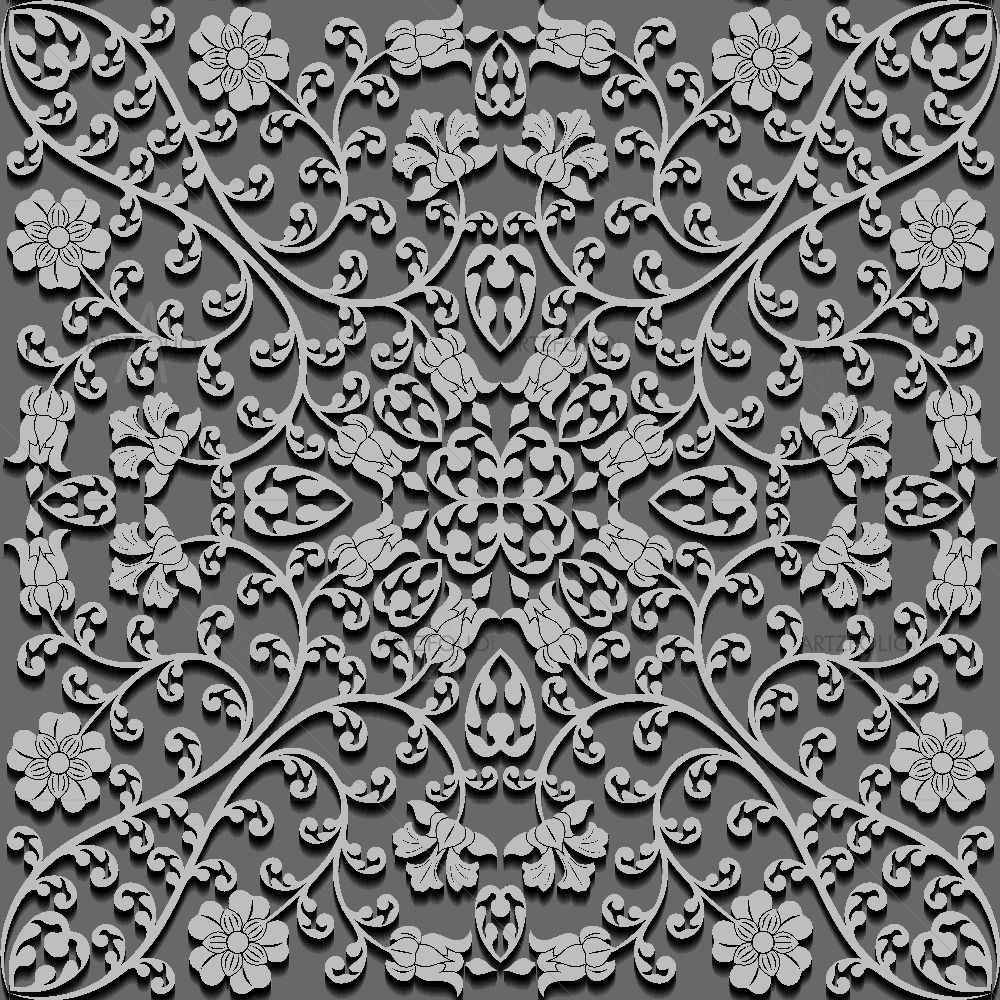 Grey Floral Pattern — custom-size art design 5015460