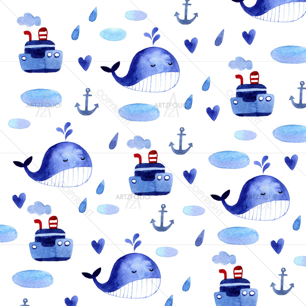 Watercolor Whale — Baby custom art by ArtzFolio