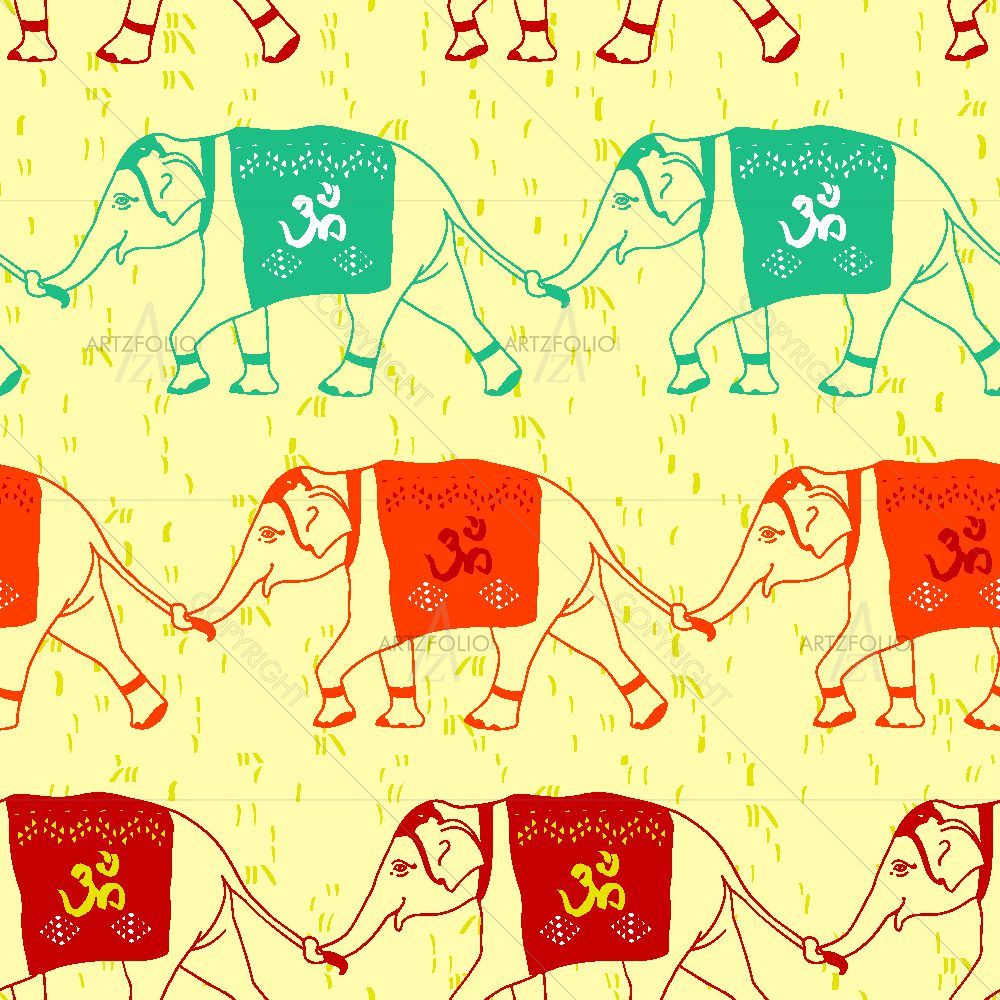 Elephants with Om — Devotional custom art by ArtzFolio