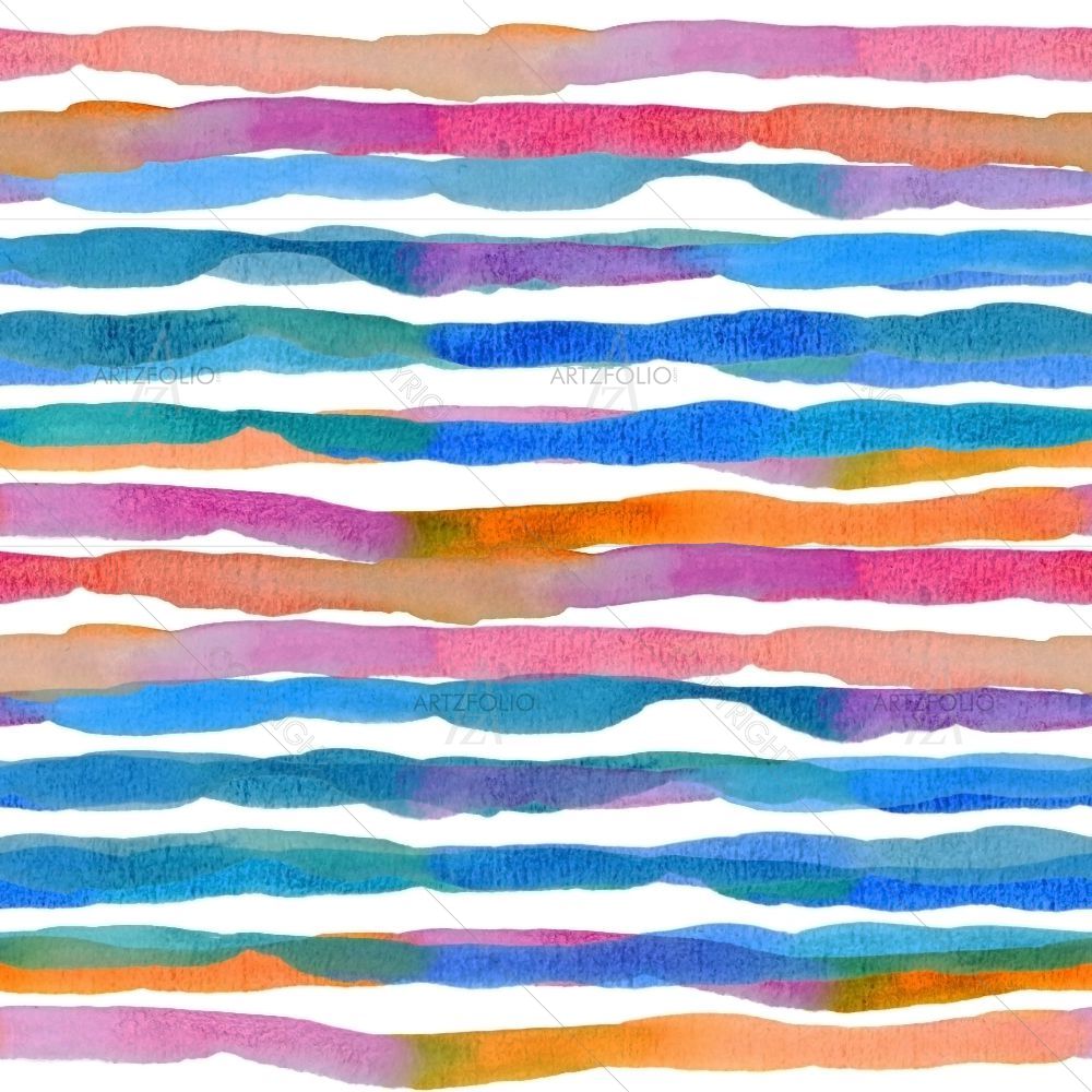 Watercolor Rainbow Stripes — custom-size art design 5015496