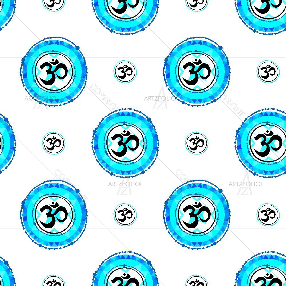 Blue Toned Traditional Indian Symbol Om — Devotional custom art by ArtzFolio