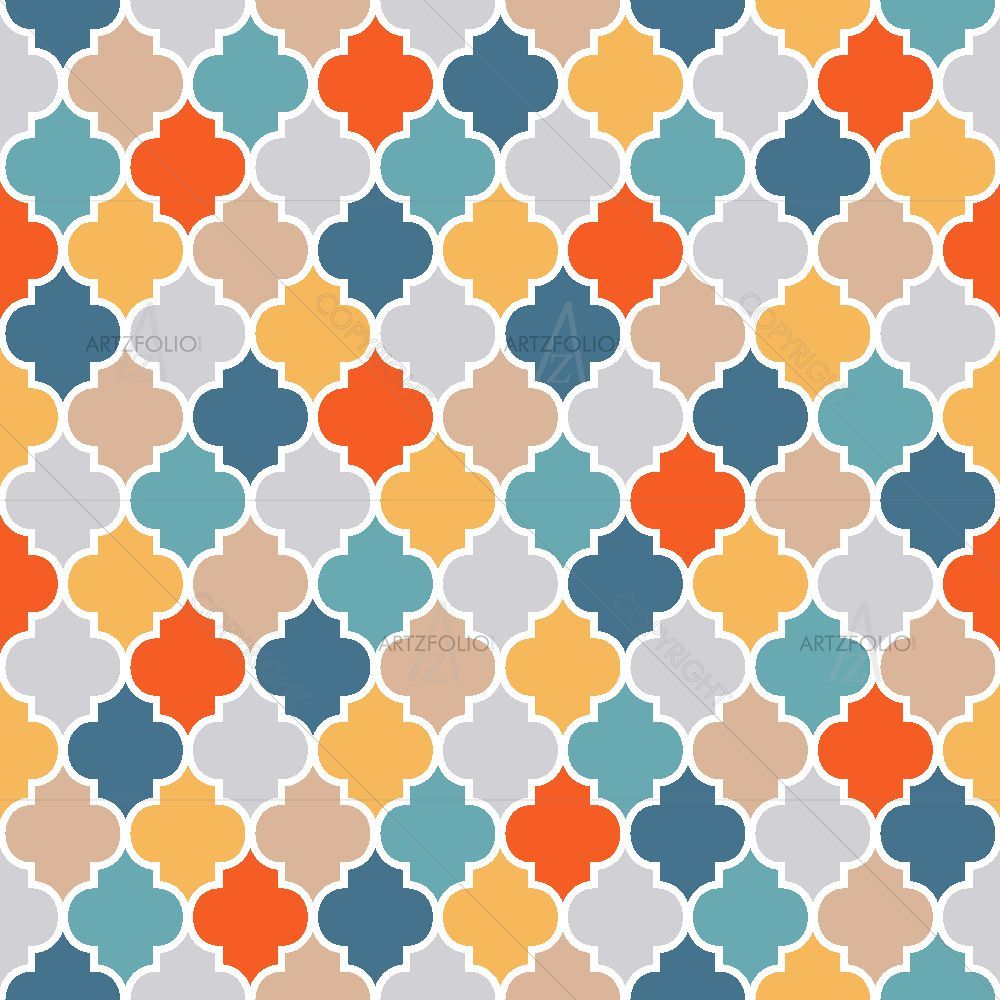 Traditional Colorful Quatrefoil — custom-size art design 5015598