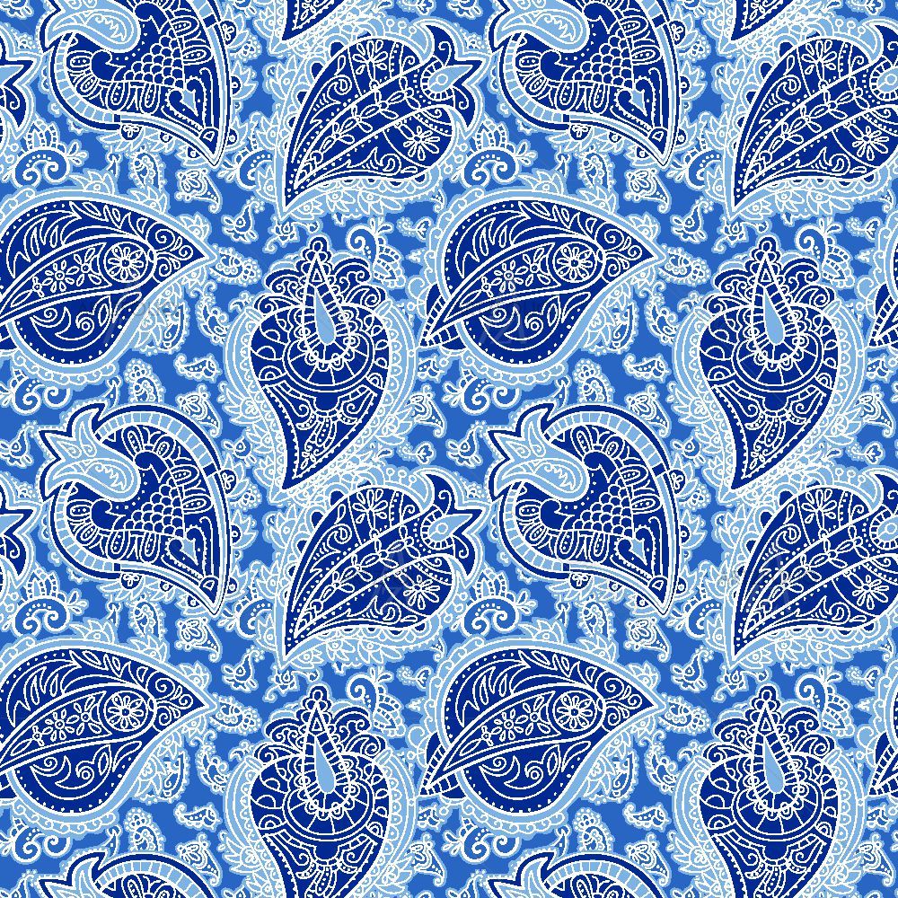 Hand-Drawn Blue Paisley — custom-size art design 5015606